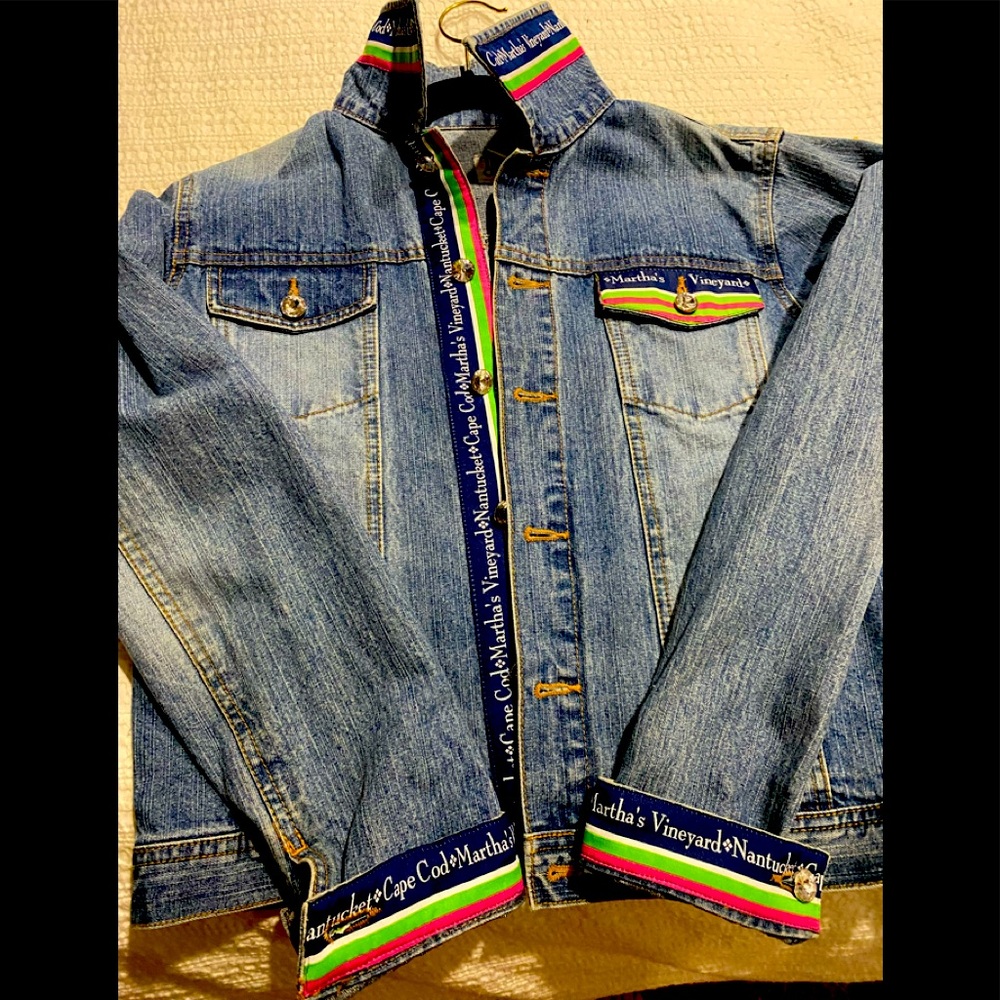 NWOT customized preppy denim jacket